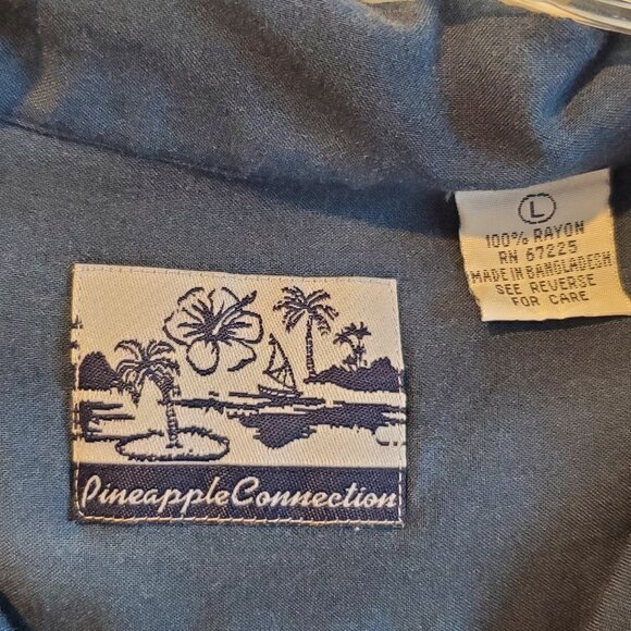 Pineapple Connection Hawaiian Shirt Palm Tree Sunset Rayon L - Picture 3 of 5